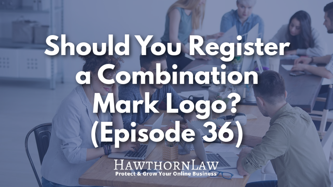 People at conference table discussing should you file a combination mark logo